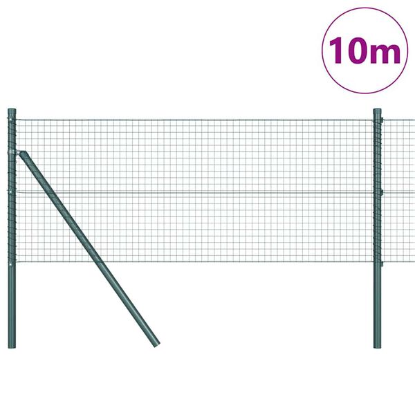 vidaXL Gir&eth;ingarp&oacute;stur Gr&aelig;nn 10 x 0,8 m (25 x 25 mm net) St&aacute;l og PVC