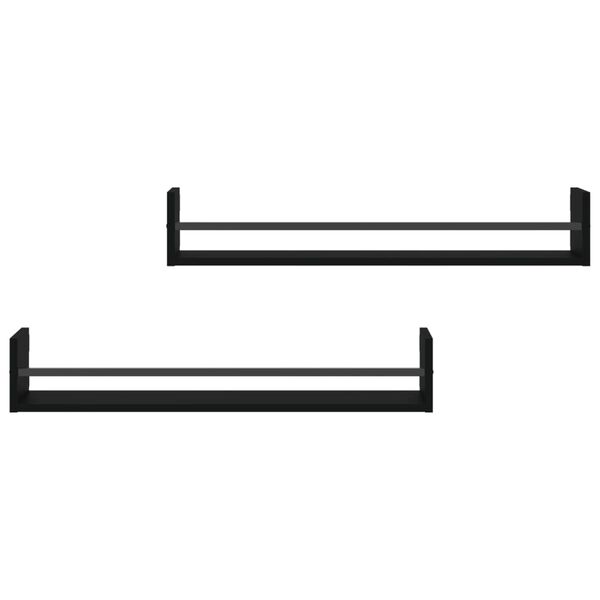 vidaXL Veghillur me&eth; St&ouml;ngum 2 stk. Svartar 80x16x14 cm