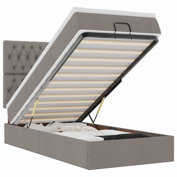 vidaXL Ottoman r&uacute;mgrind me&eth; d&yacute;nu Taupe 90x190 cm Efni