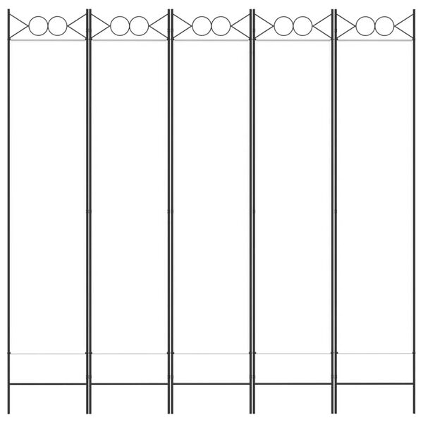 vidaXL 5-Plötu Skilrúm Hvítt 200x200 cm Tauefni