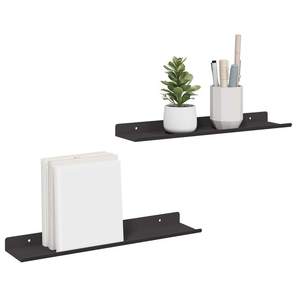 vidaXL Vegghylla me&eth; hillu Vegghengt 2 pcs Svartur 40 x 8,5 x 2,5 cm