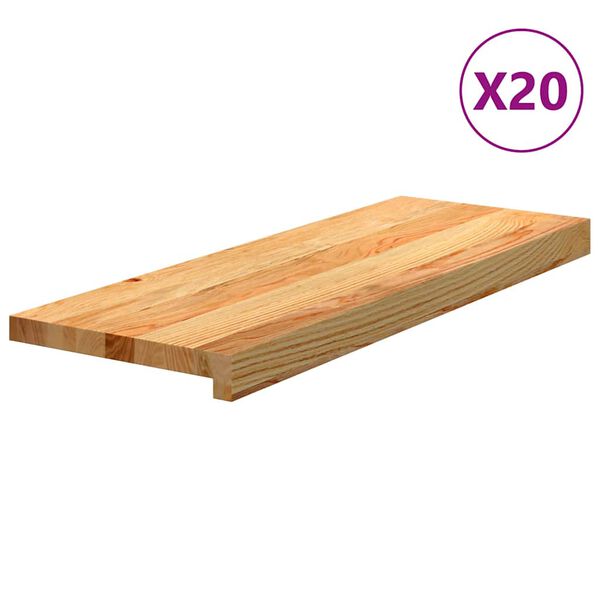 vidaXL Stiga 20 stk Lj&oacute;sbr&uacute;nt 70x25x2 cm gegnheil vi&eth;ar Eik