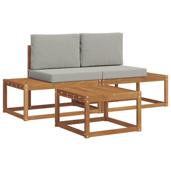 vidaXL &Uacute;ti s&oacute;fasett 3 pcs N&aacute;tt&uacute;rulegur Solid Akas&iacute;uskei&eth; og P&oacute;lyester