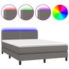 vidaXL H&oacute;lfa&eth; Springr&uacute;m me&eth; D&yacute;nu&LED Gr&aacute;tt 140x200 cm Gervile&eth;ur