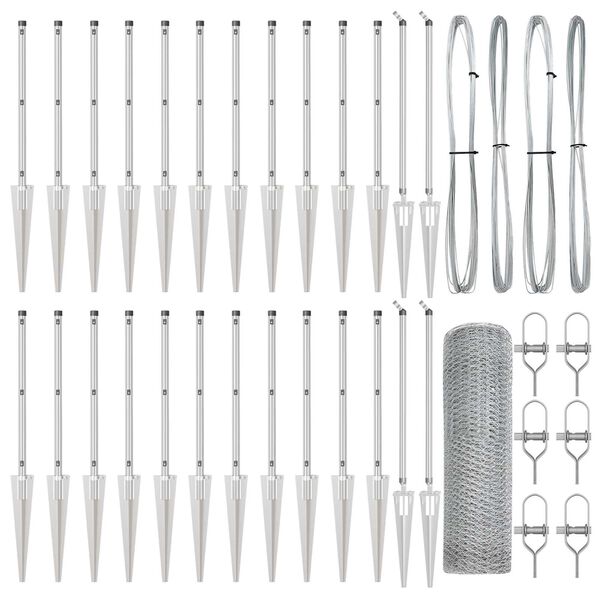 vidaXL Gir&eth;ingarp&oacute;stur Silfur 50 x 0,4 m (25 mm net) St&aacute;l