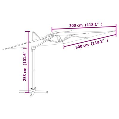 vidaXL Sólhlíf á Svifarmi með Tvöföldum Toppi Vínrauð 300x300 cm