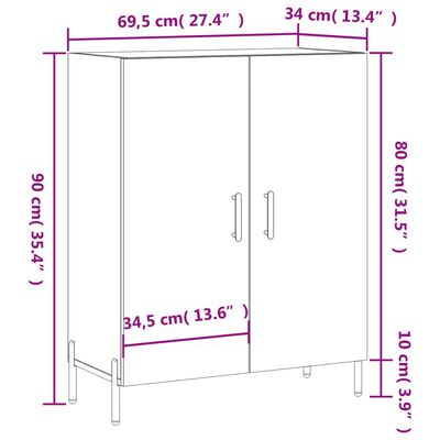 vidaXL Skenkur Svartur 69,5x34x90 cm Samsettur Viður