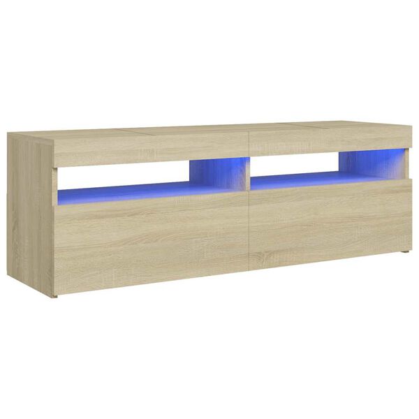 vidaXL Sj&oacute;nvarpssk&aacute;pur me&eth; LED Lj&oacute;sum Sonoma Eik 120x35x40 cm