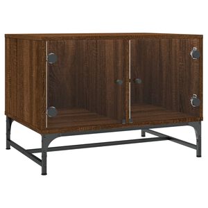 vidaXL S&oacute;fabor&eth; me&eth; Glerhur&eth;um Br&uacute;nn Eikarlitur 68,5x50x50 cm