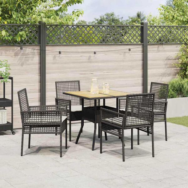 vidaXL Garður borðsett 5 pcs Svartur pólýrattan