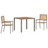 vidaXL Gar&eth;ur bor&eth;sett 3 pcs Gr&aacute;r og br&uacute;nn p&oacute;l&yacute;rattan