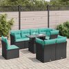 vidaXL 9 stykki gar&eth;s&oacute;fasett me&eth; p&uacute;&eth;um Black Poly Rattan Acacia