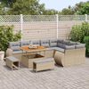 vidaXL Gar&eth;s&oacute;fa sett me&eth; p&uacute;&eth;i 12 pcs Beige og lj&oacute;sgr&aacute;r Poly Rattan