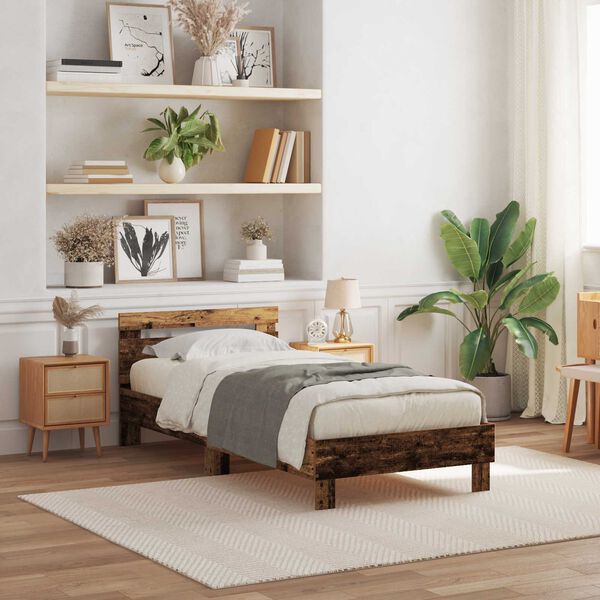 vidaXL Ramsv&iacute;k me&eth; led Gamalt timbur 75 x 190 cm Samsettur vi&eth;ur