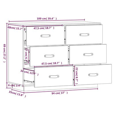 vidaXL skenkur 100x40x75 cm Solid Wood Furu