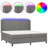vidaXL H&oacute;lfa&eth; Springr&uacute;m me&eth; D&yacute;nu&LED D&ouml;kkgr&aacute;tt 200x200cm Tauefni
