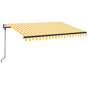 vidaXL Sj&aacute;lfvirkt &Uacute;tdraganleg Skyggni 350x250 cm Gult og Hv&iacute;tt