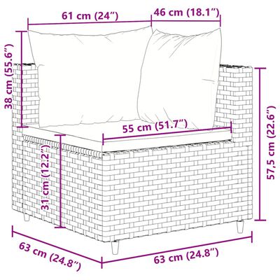 vidaXL 11 Hluta Garðsófasett með Sessum Grár Pólýrattan