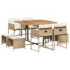 vidaXL 9 Hluta Gar&eth;bor&eth;sett me&eth; Sessum Drappa&eth; P&oacute;l&yacute;rattan