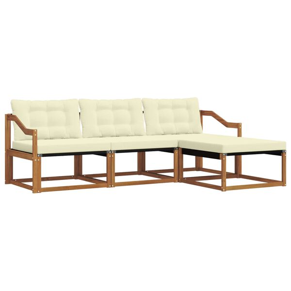 vidaXL &Uacute;ti s&oacute;fasett me&eth; p&uacute;&eth;i 4 pcs N&aacute;tt&uacute;rulegt og Krem