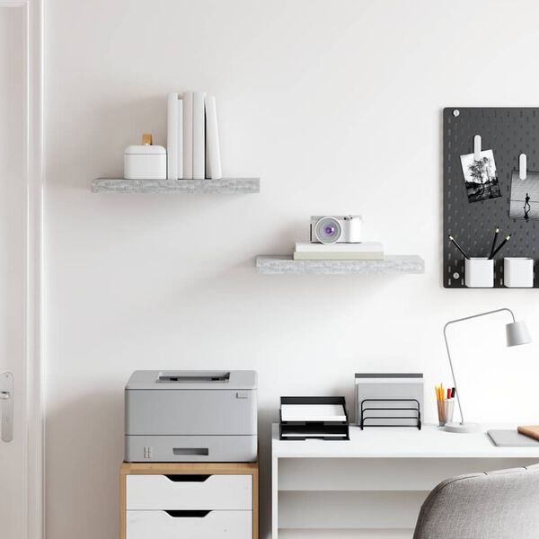 vidaXL Vegghengdar Hillur 2 stk. Steypugr&aacute;ar 50x23x3,8 cm MDF