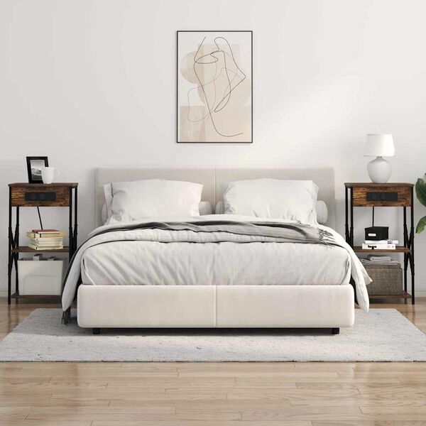 vidaXL Noat&ouml;flu sk&aacute;pur Rau&eth;-eik 41 x 31 x 76 cm Samsettur vi&eth;ur