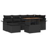 vidaXL Gar&eth;s&oacute;fa sett me&eth; p&uacute;&eth;i 7 pcs Svartur p&oacute;l&yacute;rattan