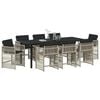vidaXL Gar&eth;ur bor&eth;sett 9 pcs Lj&oacute;sgr&aacute;r p&oacute;l&yacute;rattan
