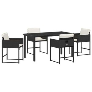 vidaXL Gar&eth;ur bor&eth;sett 5 pcs Svartur p&oacute;l&yacute;rattan