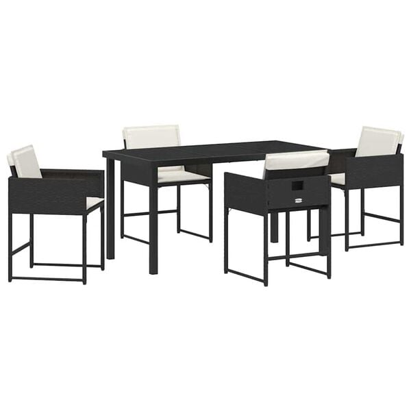 vidaXL Gar&eth;ur bor&eth;sett 5 pcs Svartur p&oacute;l&yacute;rattan