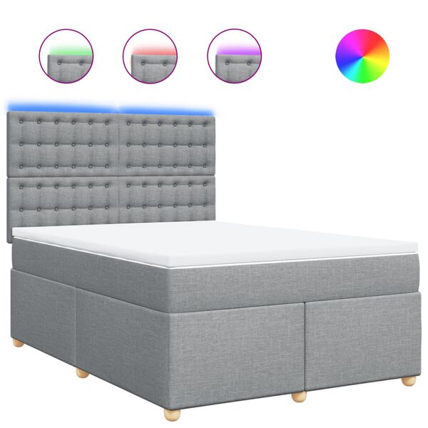 vidaXL H&oacute;lfa&eth; Springr&uacute;m me&eth; D&yacute;nu Lj&oacute;sgr&aacute;r 160x200 cm Tauefni