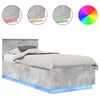 vidaXL Ramsv&iacute;k me&eth; LED r&aelig;mum Steingri&eth; 100 x 200 cm Samsettur vi&eth;ur