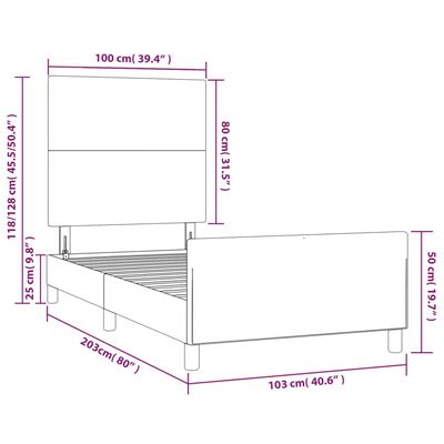 vidaXL Rúmgrind með Höfuðgafli Hvítur 100x200 cm Gervileður