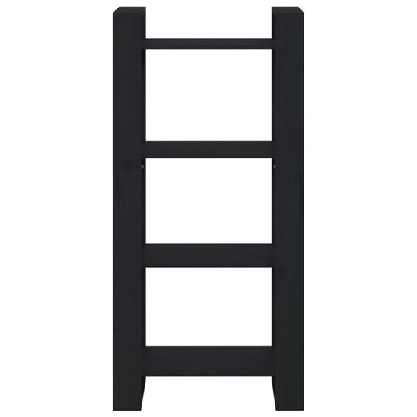vidaXL Bókaskápur/Skilrúm Svart 60x35x125 cm Gegnheill Viður