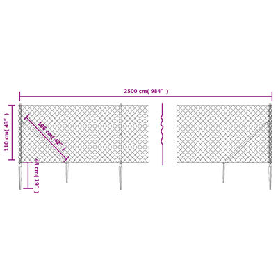 vidaXL Netagirðing með Jarðfestingum Græn 1,1x25 m