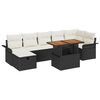 vidaXL Gar&eth;s&oacute;fa sett me&eth; p&uacute;&eth;i me&eth; geymslu 8 pcs Svartur p&oacute;l&yacute;rattan