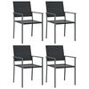 vidaXL Gar&eth;st&oacute;lar 4 stk. Svartur 54x62,5x89 cm P&oacute;l&yacute;rattan