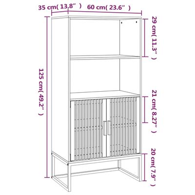 vidaXL Hár Skápur Hvítur 60x35x125 cm Samsettur Viður