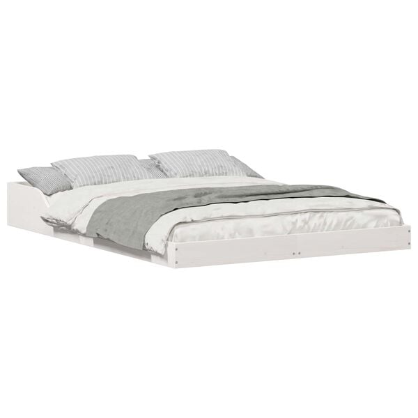 vidaXL Ramsv&iacute;k Hv&iacute;tt 135 x 190 cm Solid furuhikk