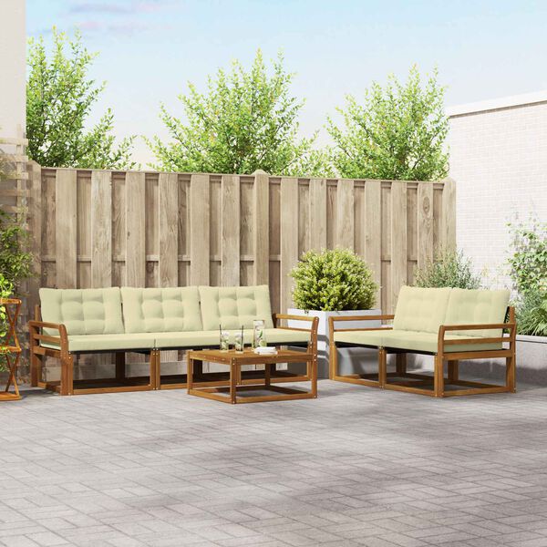 vidaXL &Uacute;ti s&oacute;fasett me&eth; p&uacute;&eth;i 6 pcs N&aacute;tt&uacute;rulegt og Krem