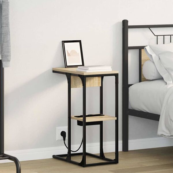 vidaXL Noat&ouml;flu sk&aacute;pur Sonoma Eik 41,5 x 26 x 60,5 cm Samsettur vi&eth;ur