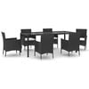 vidaXL 7 Hluta Gar&eth;bor&eth;stofusett me&eth; Sessum Svart P&oacute;l&yacute;rattan