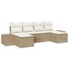 vidaXL Gar&eth;s&oacute;fa sett me&eth; p&uacute;&eth;i 6 pcs Drapplita&eth;ur p&oacute;l&yacute;rattan
