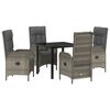 vidaXL Gar&eth;ur bor&eth;sett me&eth; p&uacute;&eth;i 5 pcs Gr&aacute;r p&oacute;l&yacute;rattan