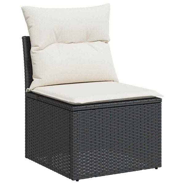 vidaXL 8 stykki gar&eth;s&oacute;fasett me&eth; p&uacute;&eth;um Black Poly Rattan Acacia