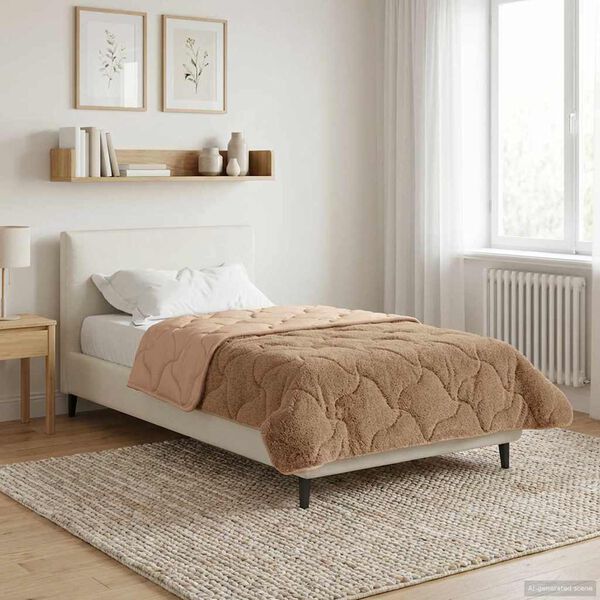 vidaXL Full &aacute;rs d&yacute;na M&oacute;gr&aacute;r 155 x 200 cm Microfiber og Teddy f&oacute;&eth;ri&eth;