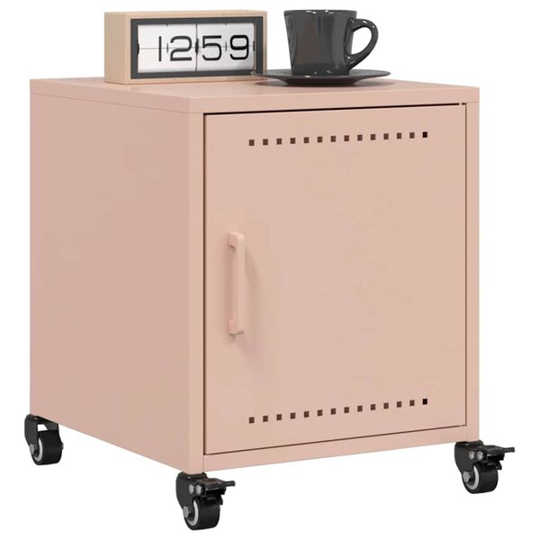 vidaXL Náttborð Bleikt 36x38,5x43,5 cm Stál