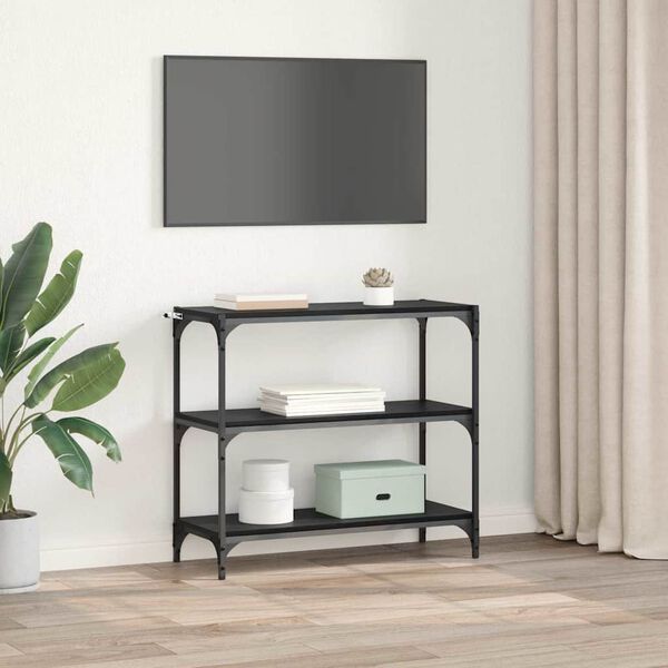 vidaXL B&oacute;kask&aacute;pur Svartur Eik 80 x 33 x 70,5 cm Virka&eth; tr&eacute; og j&aacute;rn