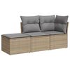 vidaXL 3 Hluta Gar&eth;s&oacute;fasett me&eth; Sessum Drappa&eth; P&oacute;l&yacute;rattan