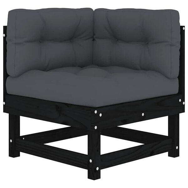 vidaXL Horns&oacute;fi me&eth; Sessum Svartur Gegnheill Furuvi&eth;ur